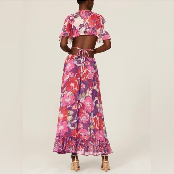 NEW MISA Calista Cut Out Floral Dress Multicolor Size Medium - Picture 6 of 10